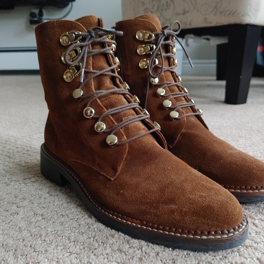 Brown Suede Lace-Up Ankle Boots
